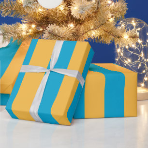 Custom Baby Blue und Gelb vertikale Streifen Geschenkpapier