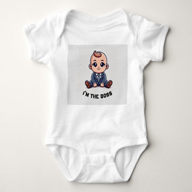 Custom Baby Bodysuit-"I'm the Boss" Foto & Text Strampler (Vorderseite)
