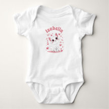 Custom Baby Bodysuit Niedlich Cat Cartoon Pink Hea