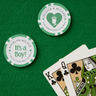 Custom Baby Boy Birth Ankündigung Personalisiert Pokerchips