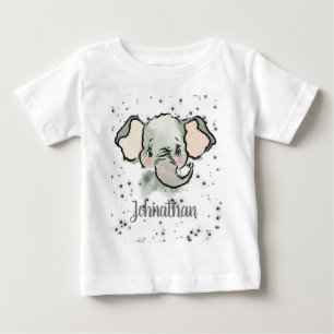 Custom Baby Boy Name Kleiner Niedlicher Elefant Baby T-shirt