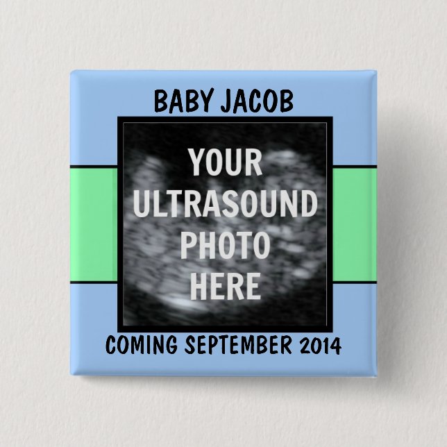 Custom Baby Boy Ultrasound Foto Button (Vorderseite)