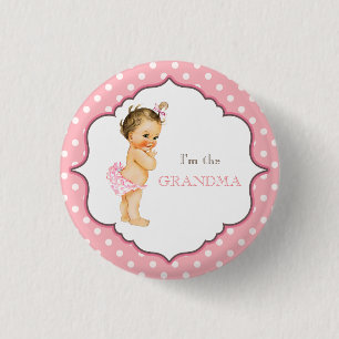 Custom Baby Dusche Party Rosa Oma Button