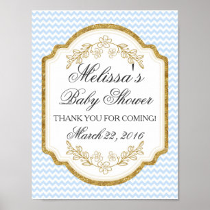 Custom Baby Duschzeichen, Blue Gold, Welcome Poste Poster