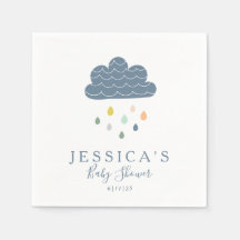 Custom Baby Duwer Whimsical Cloud Raindrops Blue