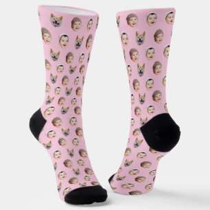 Custom Baby Face, Custom Family 3 Fotos Rosa Socken