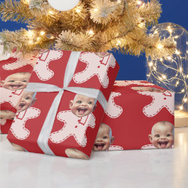 Custom Baby Face Foto Gingerbrett Männer Weihnacht Geschenkpapier