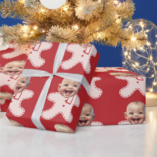 Custom Baby Face Foto Gingerbrett Männer Weihnacht Geschenkpapier