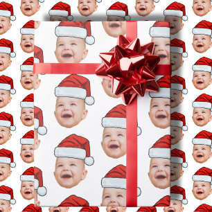 Custom Baby Face Foto Weihnachtsmannmütze Weihnach Geschenkpapier