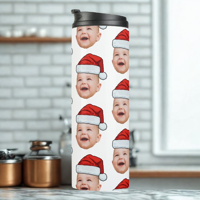 Custom Baby Face Foto Weihnachtsmannmütze Weihnach Thermosbecher (Von Creator hochgeladen)