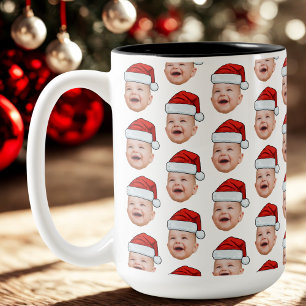 Custom Baby Face Foto Weihnachtsmannmütze Weihnach Zweifarbige Tasse