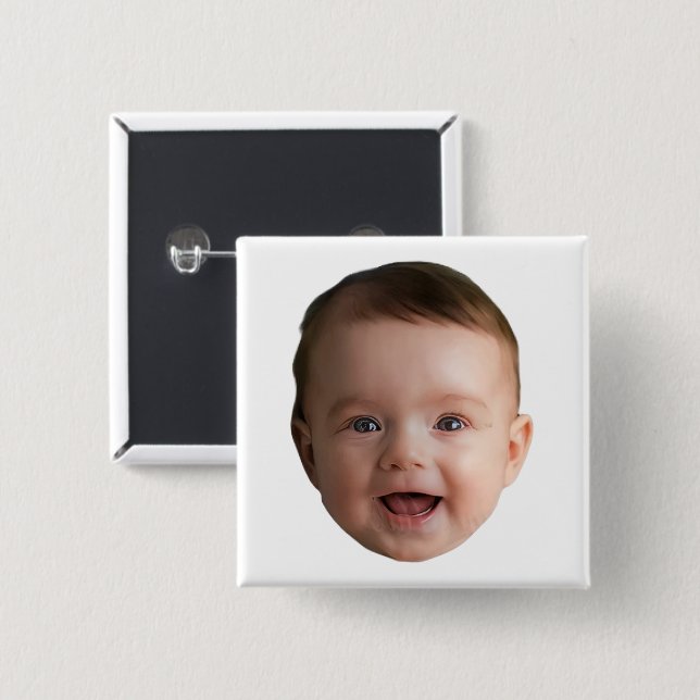 Custom Baby Face, Funny custom photo Button (Vorne & Hinten)
