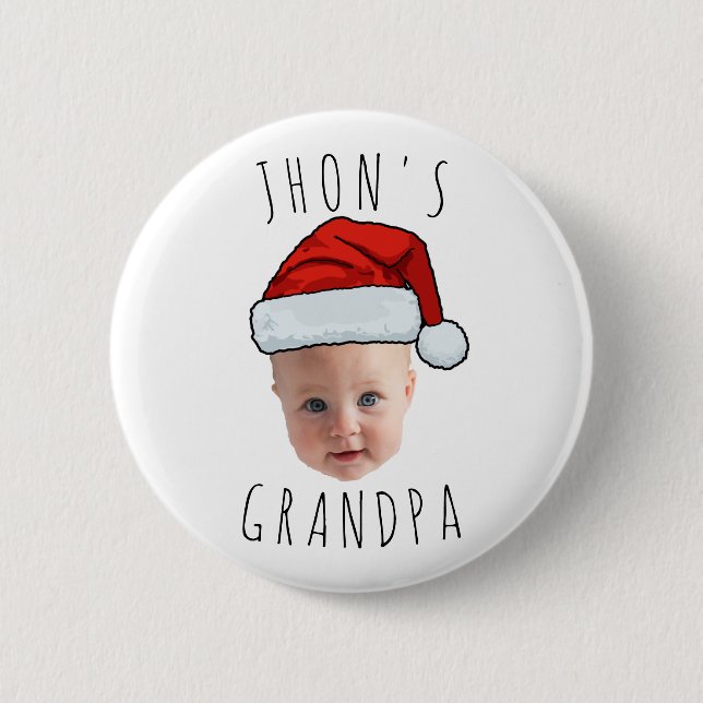 Custom Baby Face Weihnachtsmannmütze Weihnachts-Fo Button (Vorderseite)