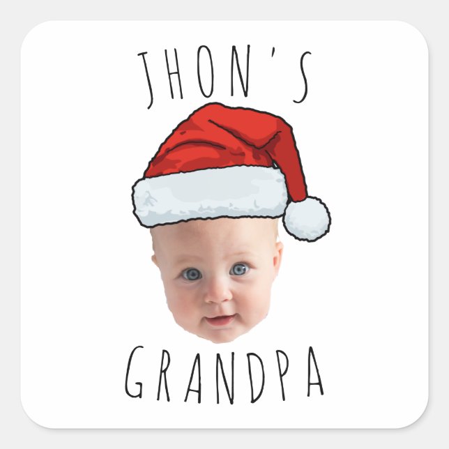 Custom Baby Face Weihnachtsmannmütze Weihnachts-Fo Quadratischer Aufkleber (Vorderseite)