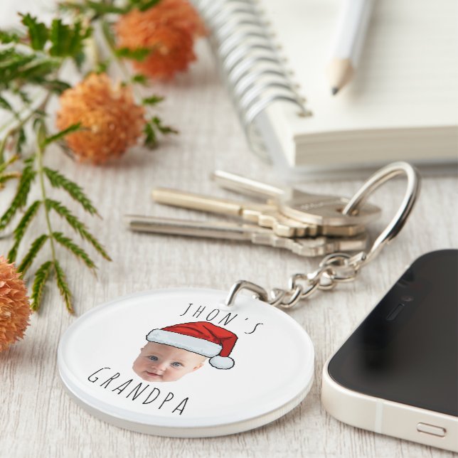 Custom Baby Face Weihnachtsmannmütze Weihnachts-Fo Schlüsselanhänger (Vorderseite rechts)