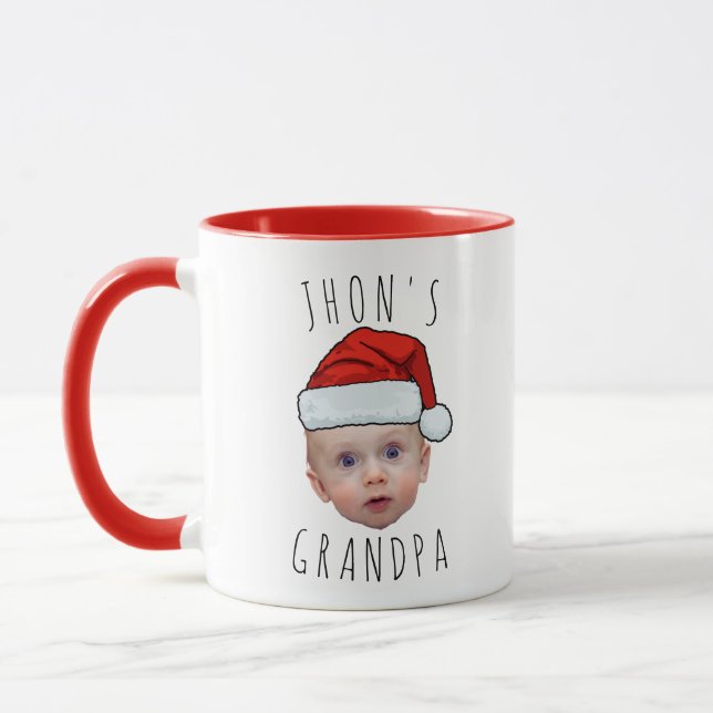 Custom Baby Face Weihnachtsmannmütze Weihnachts-Fo Tasse (Links)