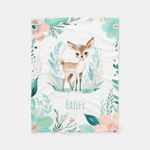Custom Baby Fleece Blanket Boho Fawn Design