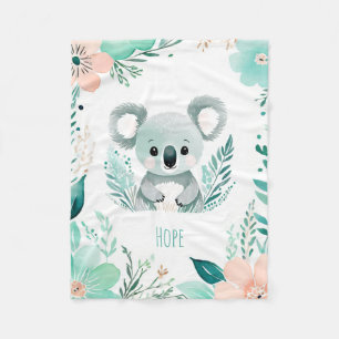 Custom Baby Fleece Blanket Boho Koala Design