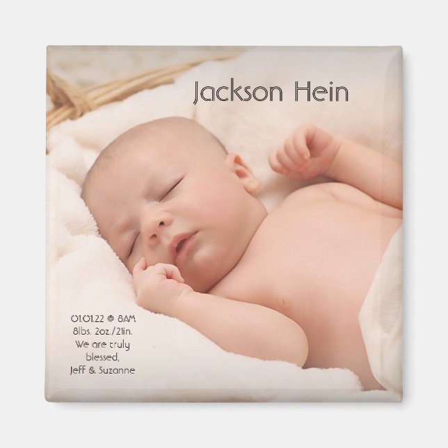 Custom Baby Foto Geburtshinweis Magnet (Vorne)