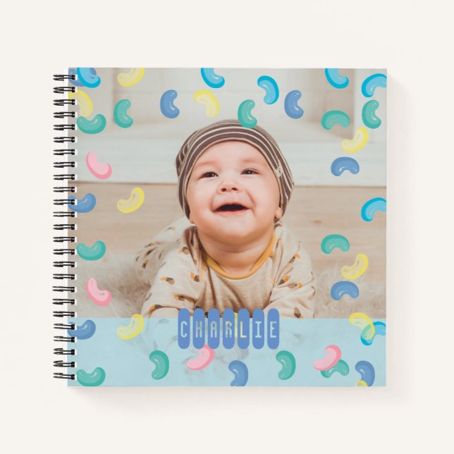 Custom Baby Foto Jelly Bean Blue Notizbuch (Vorderseite)