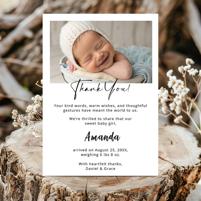 Custom Baby Girl Dankeschön Card mit Foto Ankündigung (Von Creator hochgeladen)
