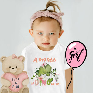 Custom Baby Girl Dinosaur DINO Mite T - Shirt