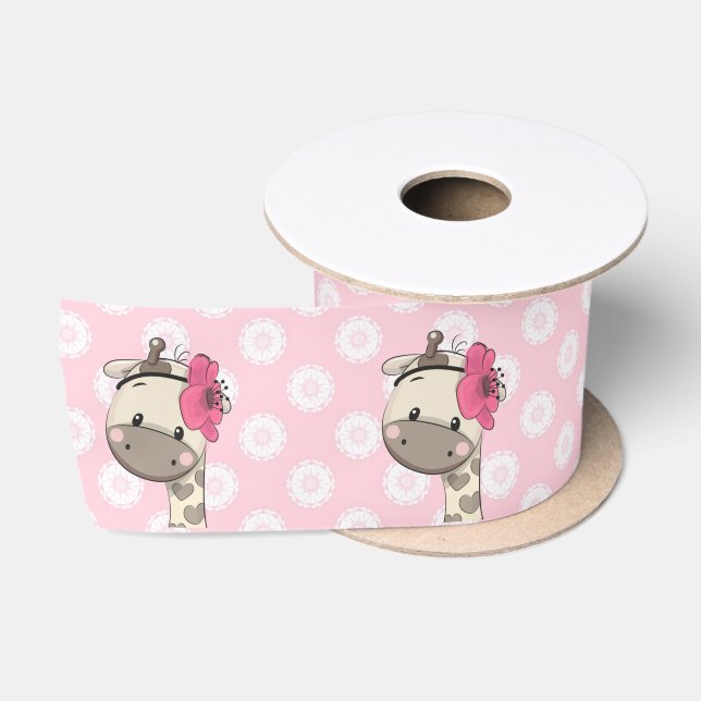 Custom Baby Girl Giraffe Satin Ribbon Satinband (Spule)