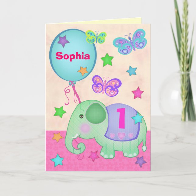 Custom Baby Girl's First Birthday Cupcake Card Karte (Vorderseite)