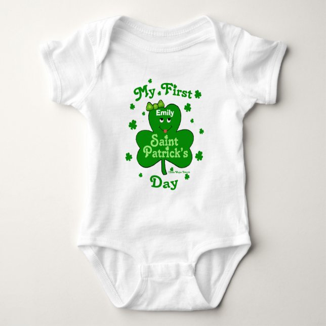 Custom Baby Girl's First St. Patrick's Day Strampl Strampler (Vorderseite)