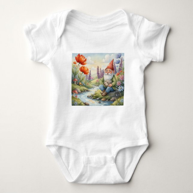 Custom baby gnome hedgehog one piece cotton strampler (Vorderseite)