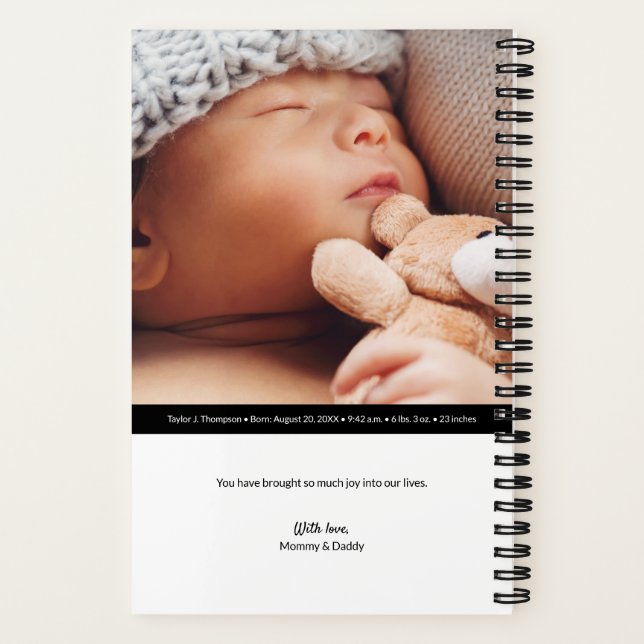 Custom Baby Journal mit Foto und Name Notizbuch (Rückseite)