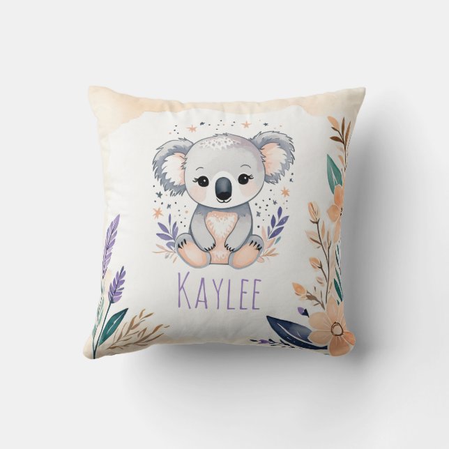 Custom Baby Koala Pillow Boho Floral Design - Kissen (Rückseite)