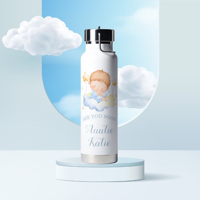 Custom Baby Name Blue Cloud Trinkflasche (Von Creator hochgeladen)