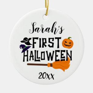 Custom Baby Name First Halloween Pumpkin 2021 Keramik Ornament