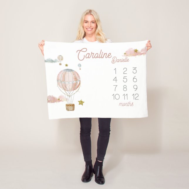 Custom Baby Name Hot Air Ballon Blanket No Marker Fleecedecke (Beispiel)