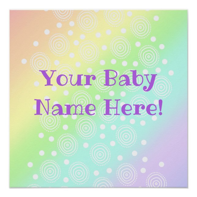 Custom Baby Name Pastell Rainbow Kinderzimmer Prin Poster (Vorderseite)
