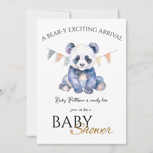 Custom Baby Panda Baby Shower Einladung (Vorderseite)