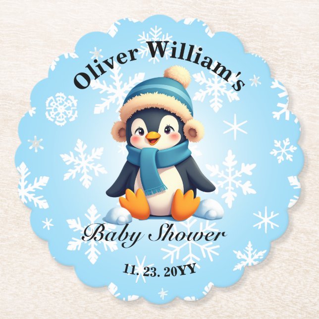 Custom Baby Penguin Baby Duschpapier Untersetzer (Vorderseite)