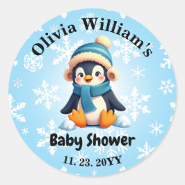 Custom Baby Penguin Baby Shower Stickers