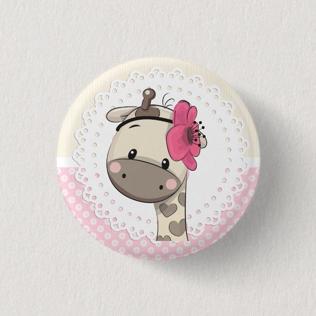 Custom Baby Pink Giraffe Botton Button (Vorderseite)