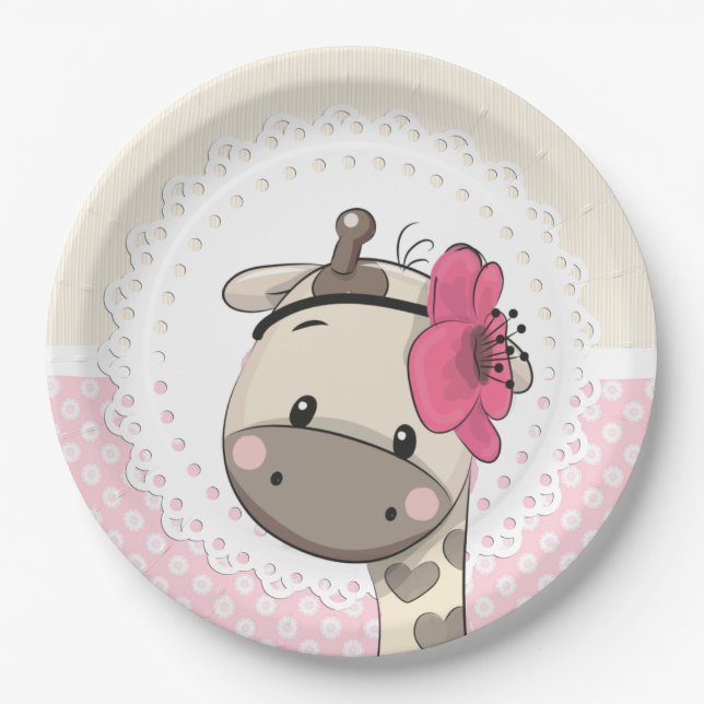 Custom Baby Pink Giraffe Paper Teller (Vorderseite)