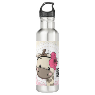 Custom Baby Pink Giraffe Säule Stahl Wasserflasche Edelstahlflasche