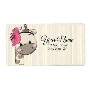 Custom Baby Pink Girl Giraffe Rücksendeadresse Eti