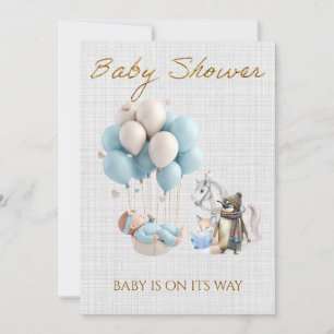 Custom Baby Rocking Pferd Fox Penguin Baby Dusche Einladung