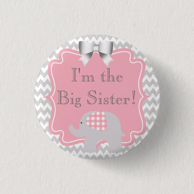 Custom Baby Shower Party Ich bin der große Schwest Button (Vorderseite)