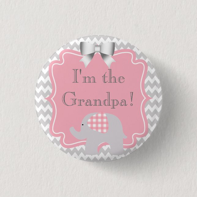 Custom Baby Shower Party Ich bin der Opa Button (Vorderseite)
