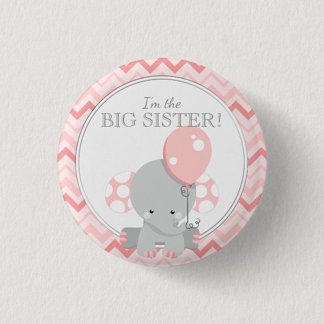 Custom Baby Shower Party I'M THE BIG SISTER Button (Vorderseite)