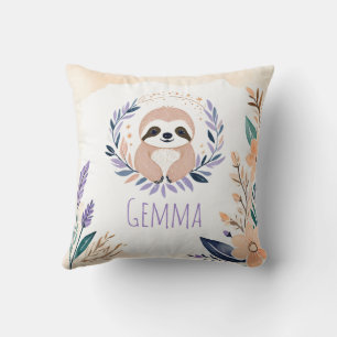 Custom Baby Sloth Pillow Boho Blumendesign - Kissen