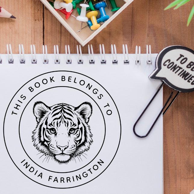 Custom Baby Tiger Dieses Buch gehört zum Namen des Gummistempel (Von Creator hochgeladen)
