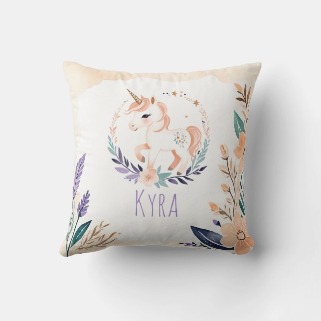 Custom Baby Unicorn Pillow Boho Blumendesign - Kissen (Rückseite)